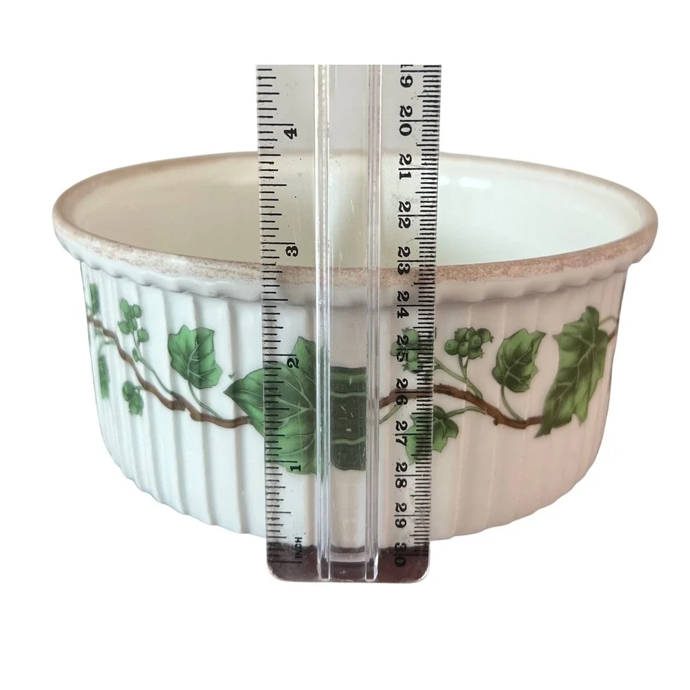 Aluminite Frugier Limoges France English Ivy Porcelain Souffle Dish Ramekin 7in